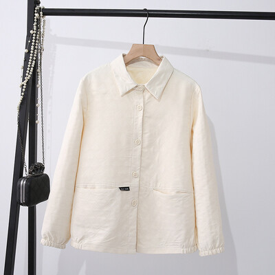 Jesenska ženska odjeća 2023. Jakna velikih veličina Ležeran tanki rever Jacquard Label Curve Kaput S54 2332