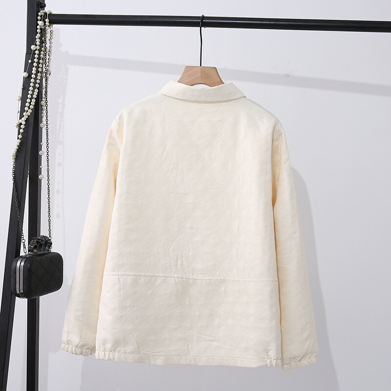 Jesenska ženska odjeća 2023. Jakna velikih veličina Ležeran tanki rever Jacquard Label Curve Kaput S54 2332