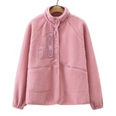 Ženska flis jakna velikih veličina Jesenska ležerna odjeća Modna debela samostojeća kragna Gornja odjeća koja održava toplinu Kaputi s patentnim zatvaračem F71 3079