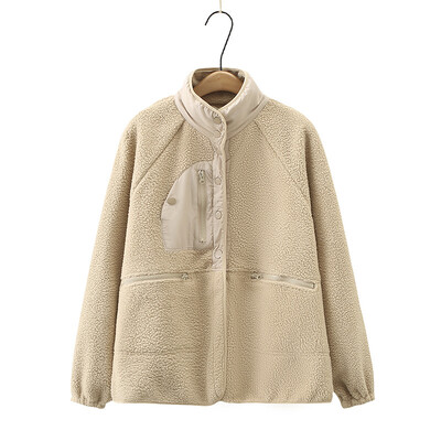 Ženska flis jakna velikih veličina Jesenska ležerna odjeća Modna debela samostojeća kragna Gornja odjeća koja održava toplinu Kaputi s patentnim zatvaračem F71 3079