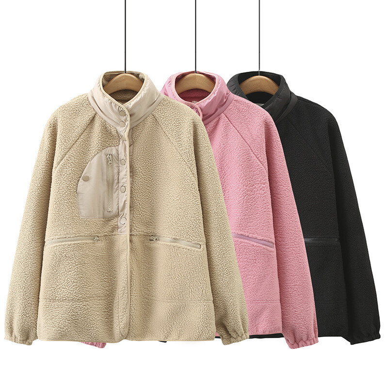 Ženska flis jakna velikih veličina Jesenska ležerna odjeća Modna debela samostojeća kragna Gornja odjeća koja održava toplinu Kaputi s patentnim zatvaračem F71 3079