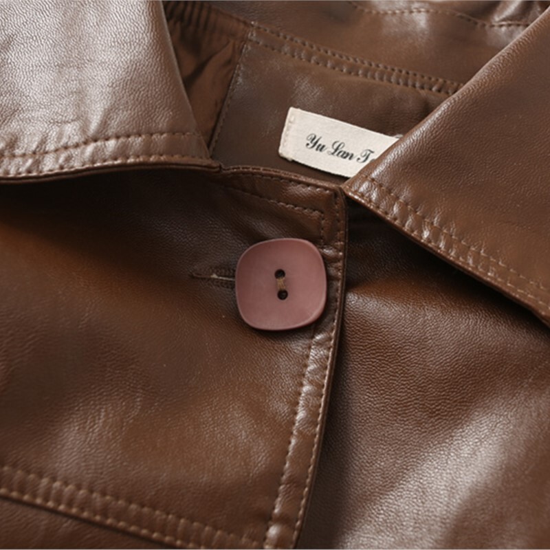 PU kožna jakna velike veličine Jesen Zima Ženska odjeća Širok kroj Kaput s dva džepa i velikim gumbima VINTAGE ležerna jednobojna vanjska odjeća