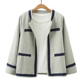 Jesenska ženska odjeća 2023. Jakna velikih veličina Ležeran francuski stil Chic blok boja Vuneni zaobljeni kaput otvorenog uboda