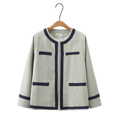 Jesenska ženska odjeća 2023. Jakna velikih veličina Ležeran francuski stil Chic blok boja Vuneni zaobljeni kaput otvorenog uboda