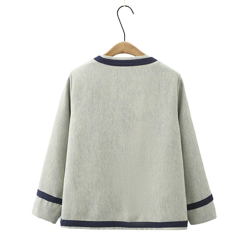 Jesenska ženska odjeća 2023. Jakna velikih veličina Ležeran francuski stil Chic blok boja Vuneni zaobljeni kaput otvorenog uboda