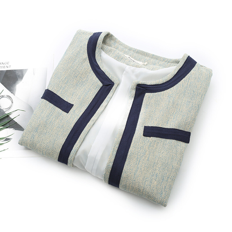 Jesenska ženska odjeća 2023. Jakna velikih veličina Ležeran francuski stil Chic blok boja Vuneni zaobljeni kaput otvorenog uboda