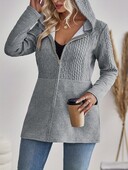 Parara veliki ženski jesenski i zimski kaput otporan na vjetar, topla dnevna jednobojna jednobojna majica s patentnim zatvaračem i otvorena kapuljača