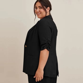 Plus Size Ανοιξιάτικο φθινόπωρο Κομψό Γυναικείο Blazer Μισό Ruched μανίκι με ένα κουμπί Business Casual Blazer Μεγάλο μέγεθος Μπουφάν 7XL