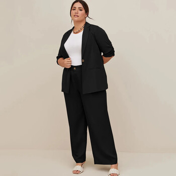 Plus Size Ανοιξιάτικο φθινόπωρο Κομψό Γυναικείο Blazer Μισό Ruched μανίκι με ένα κουμπί Business Casual Blazer Μεγάλο μέγεθος Μπουφάν 7XL