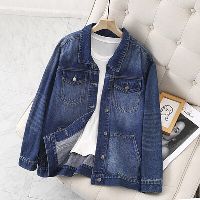 Jachetă de blugi vintage șic, haine coreene largi de jeans pentru femei, primăvară, toamnă, topuri de dimensiuni mari, mâneci lungi, îmbrăcăminte exterioară nouă Jaqueta Feminina