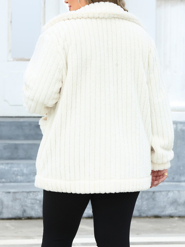 GIBSIE Puna plišana jakna s jednorednim kopčanjem na rever, velika ženska ženska jesensko-zimska plišana jakna s dugim rukavima od umjetnog krzna Topla gornja odjeća