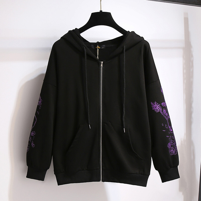 Nova ženska odjeća za proljeće i jesen u velikim veličinama, oversize majica s kapuljačom, pamučna majica s printom dugih rukava, kaput s patentnim zatvaračem 3XL 4XL 5XL 6XL 7XL