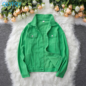 Traper jakna Ženska nova jesenska odjeća 2023. Široki gornji dijelovi Uska pamučna jakna s ovratnikom na jedno redno kopčanje Demin kaput za žene