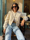 Κομψό γυναικείο μονόχρωμο κοντό παλτό Κομψό με μακρυμάνικο λαιμόκοψη βαμβακερό μπουφάν Φθινοπωρινή μόδα Lady Commute Outwear