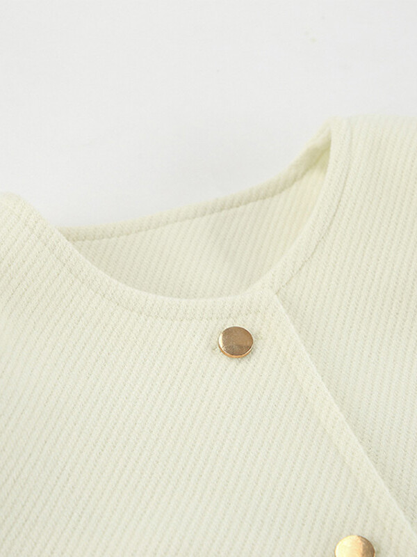 Ženska, elegantna jednobojna jednoredna skraćena jakna, jesenska ženska, kratki kaput s dugim rukavima i O-izrezom, modna ženska gornja odjeća za putovanje na posao