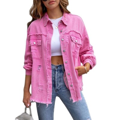 Kpop naiste leopard teksajakid, naiste vabaaja pikkade varrukatega reväär, rinnatasku õhuke jakk, sügistalve mantel