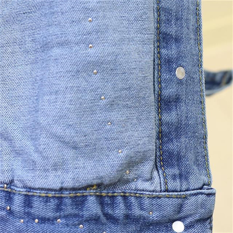 2022. Nova traper kratka jakna s vezom Ženska proljeće jesen Kaput s dijamantnim rupama Široke majice Student Jean Gornja odjeća Jakne