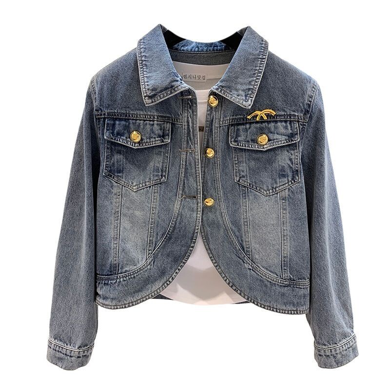 Fried Street Cowboy jakne Ženske majice s alatom Proljeće 2023. Novi korejski široki šik kaput dugih rukava s jednim kopčanjem i kratkim trapericama