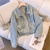 2024. aasta sügis, uus lühike teksajakk Naiste elegantsed üherealised õhukesed teksad Tuttmantel Basic jakk Naiste tänavarõivad, ülerõivad