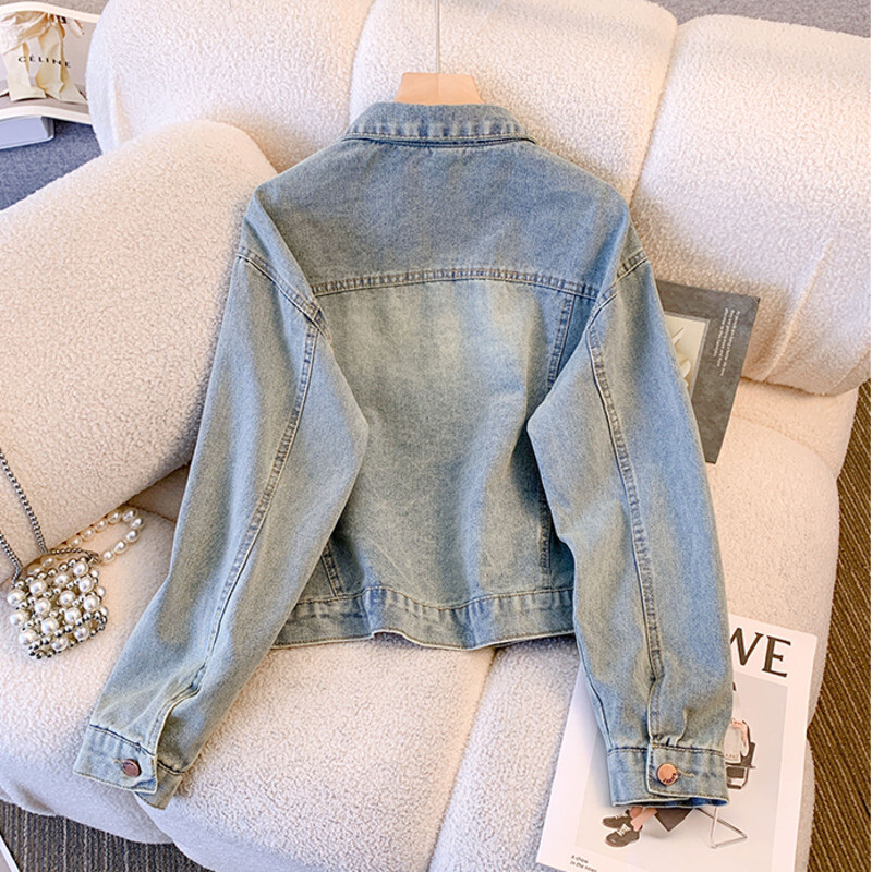 2024. aasta sügis, uus lühike teksajakk Naiste elegantsed üherealised õhukesed teksad Tuttmantel Basic jakk Naiste tänavarõivad, ülerõivad