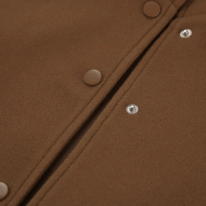 2024. Zimski ženski modni samostojeći ovratnik Smeđi debeli kaput od tvida Temperamentna ženska odjeća za putovanje na posao Ženska elegantna široka jakna