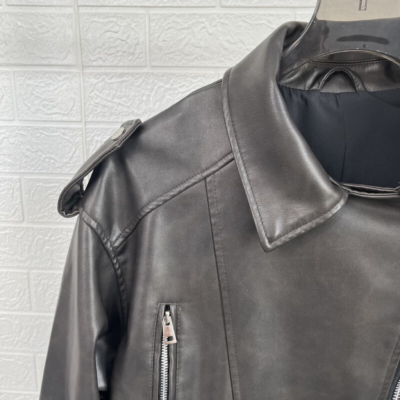 Taop&Za naiste 2024 sügis uus nahkjakk street style kunstnahast jakk revääriga pikkade varrukatega vöö lühike jope mantel