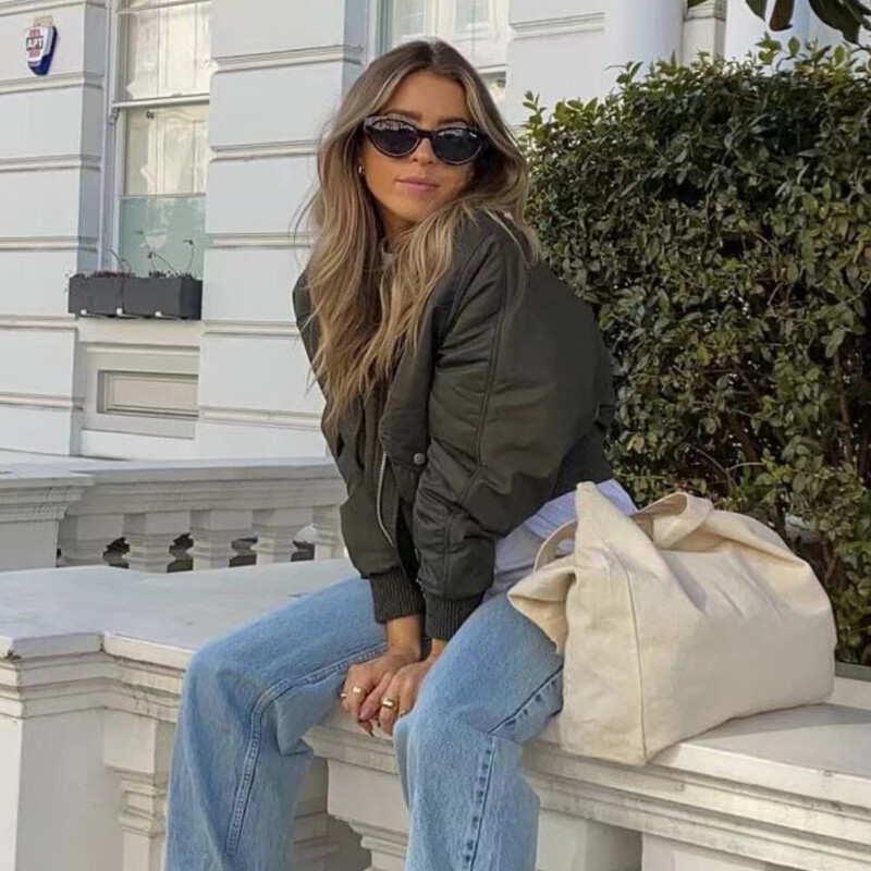 PB&ZA 2024. Proljetna nova ženska moda i elegancija Opuštena i svestrana ležerna letačka jakna Pamučni kaput