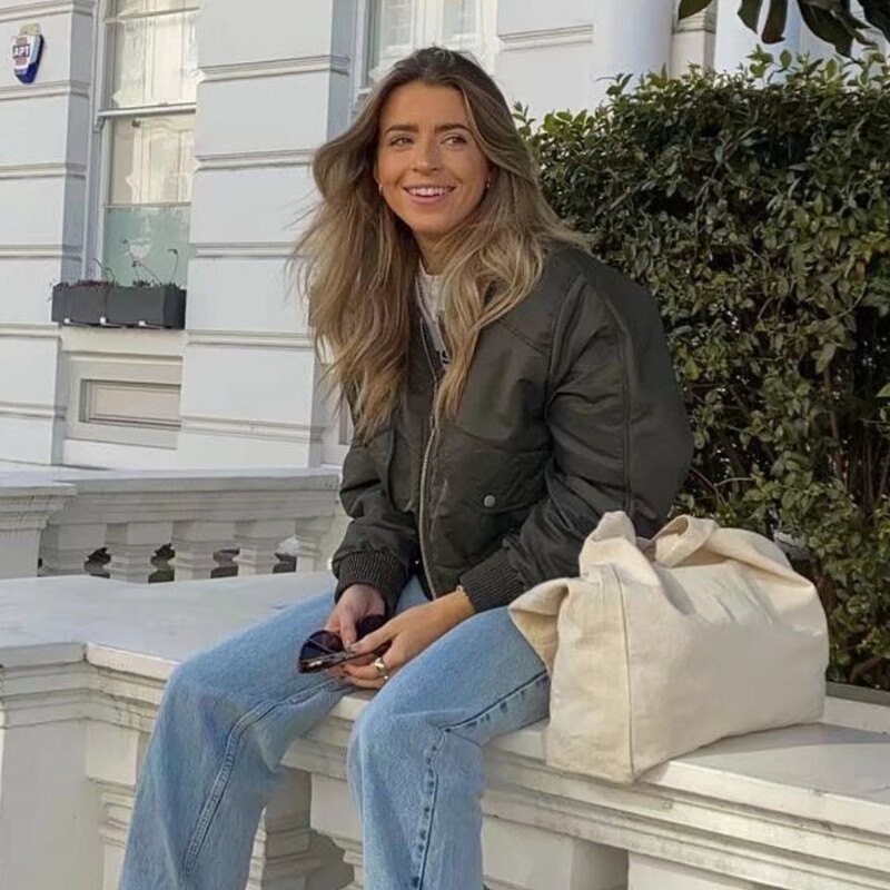 PB&ZA 2024. Proljetna nova ženska moda i elegancija Opuštena i svestrana ležerna letačka jakna Pamučni kaput