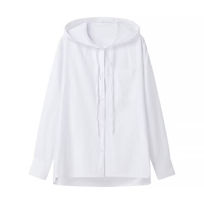 Cos Lris 2024 suvised naiste mitmekülgsed vabaaja kapuutsiga valged pikkade varrukatega päikesekaitseriided