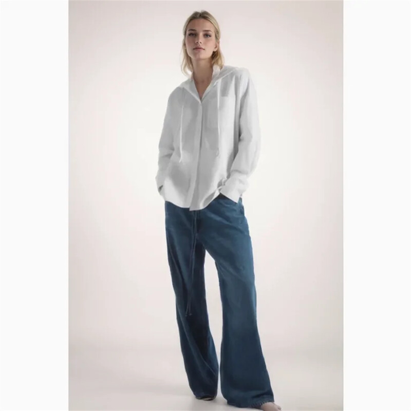 Cos Lris 2024 suvised naiste mitmekülgsed vabaaja kapuutsiga valged pikkade varrukatega päikesekaitseriided