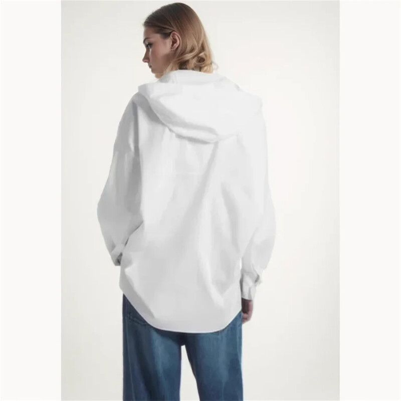 Cos Lris 2024 suvised naiste mitmekülgsed vabaaja kapuutsiga valged pikkade varrukatega päikesekaitseriided