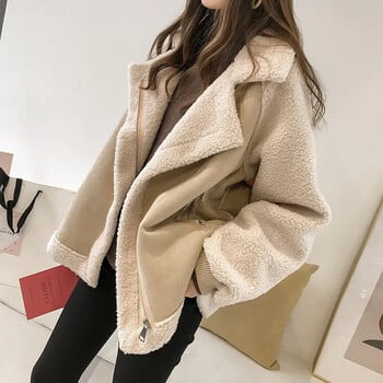 Γυναικείο μπουφάν Topcoat Bomber Coat Thickened Casual Loose Outerwear Ρούχα Τσέπη αρνί μαλλιά Φθινοπωρινά χειμωνιάτικα ρούχα Plus Size