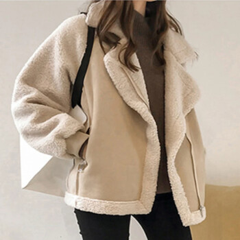 Γυναικείο μπουφάν Topcoat Bomber Coat Thickened Casual Loose Outerwear Ρούχα Τσέπη αρνί μαλλιά Φθινοπωρινά χειμωνιάτικα ρούχα Plus Size