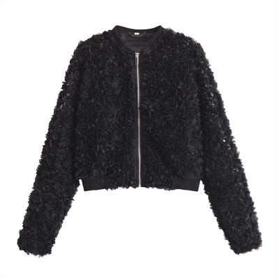 PB&ZA 2024, nova ženska modna ležerna labava, svestrana jakna s visokim strukom, kaput s cvjetićima