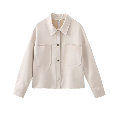 PB&ZA 2024. Nova ženska modna labava, jednostavna, ležerna, svestrana jednobojna kratka jakna