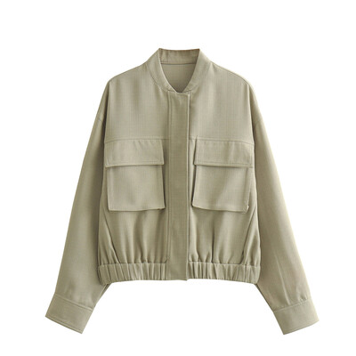 PB&ZA 2024, primăvară, noua modă pentru femei, temperament casual, versatil, imitație de in, jachetă scurtă, jachetă