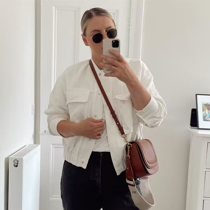 PB&ZA 2024, primăvară, noua modă pentru femei, temperament casual, versatil, imitație de in, jachetă scurtă, jachetă