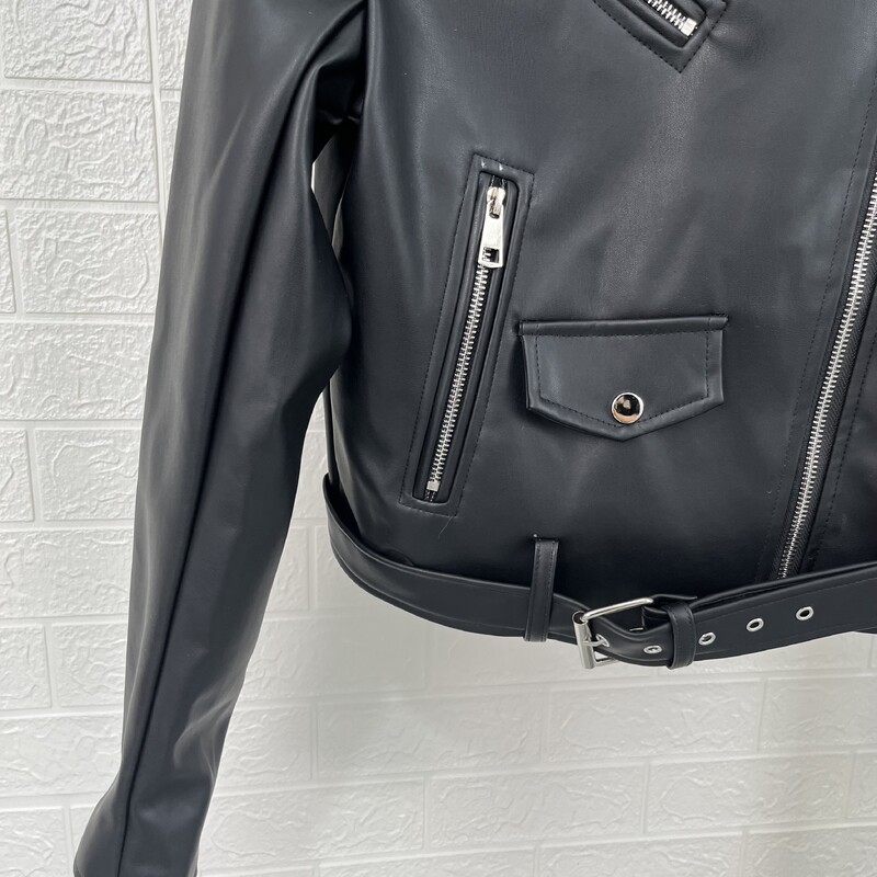 Taop&Za ženska nova jesen 2024. kožna jakna u motociklističkom stilu, svestrani remen, ukrasi od imitacije kože, kratki kaput