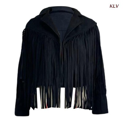 Naiste punk stiilne tutiga narmastega kärbitud jope sälkudega krae eest avatud Moto kunstnahast biker tänavarõivaste mantel