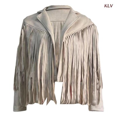 Naiste punk stiilne tutiga narmastega kärbitud jope sälkudega krae eest avatud Moto kunstnahast biker tänavarõivaste mantel