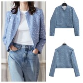 Mala mirisna jakna ukrašena šljokicama Ženska modna jesenska nova modna svestrana bomber jakna