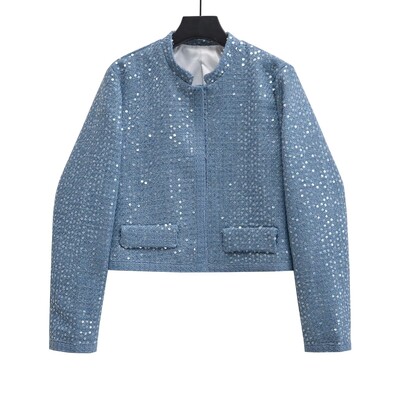 Mala mirisna jakna ukrašena šljokicama Ženska modna jesenska nova modna svestrana bomber jakna