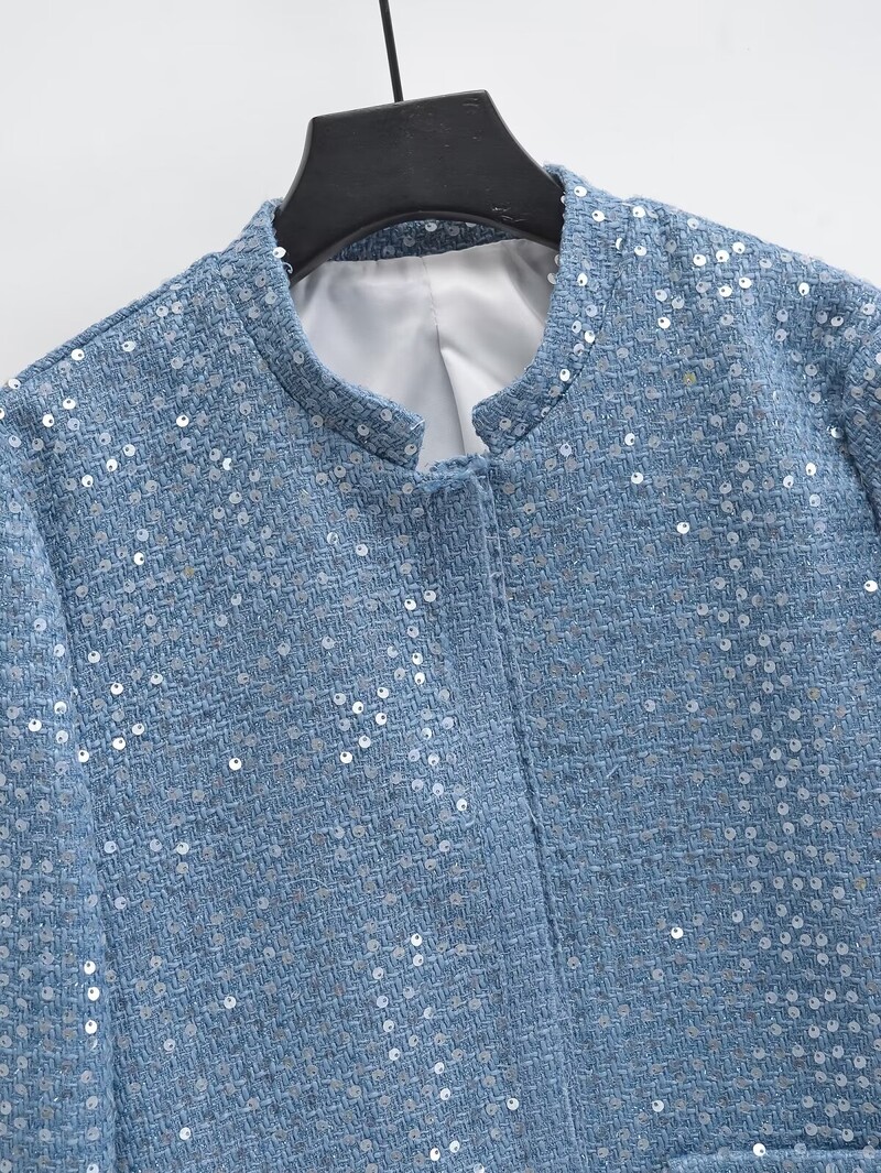 Mala mirisna jakna ukrašena šljokicama Ženska modna jesenska nova modna svestrana bomber jakna