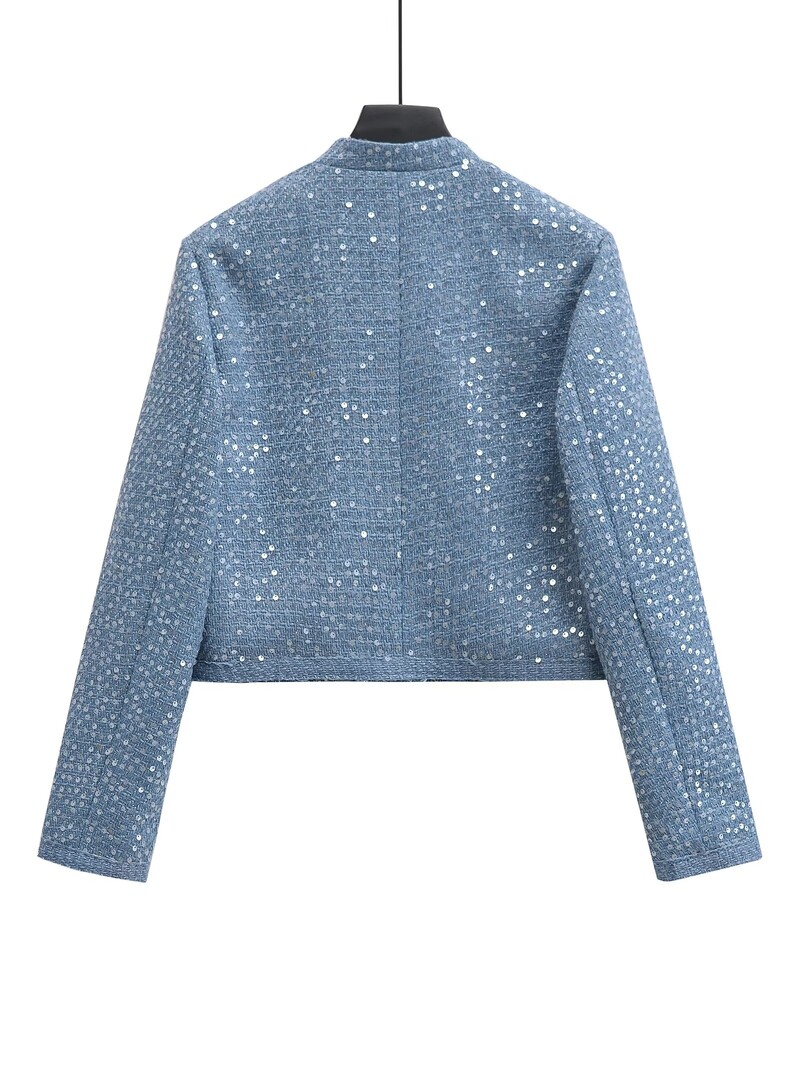 Mala mirisna jakna ukrašena šljokicama Ženska modna jesenska nova modna svestrana bomber jakna