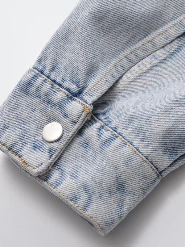 KAOPU ZA traper jakna u bajkerskom stilu Ženska vintage jakna s dugim rukavima na preklop, proljetna nova jakna s patentnim zatvaračem visoke kvalitete