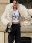 Κομψό πέτο ψεύτικο γούνινο παλτό Γυναικεία μόδα Μακρύ μανίκι Φαρδιά μασίφ ρούχα Σγουρή γούνα Γυναικείο τοπ 2024 Φθινοπωρινό σακάκι με όλα τα ταιριαστά