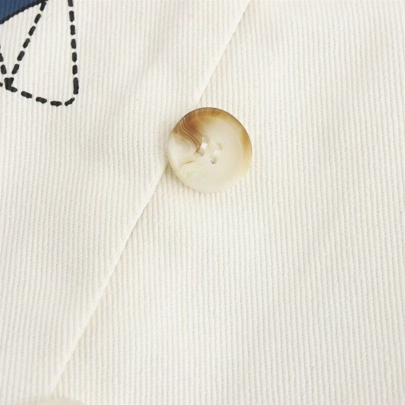 PB&ZA 2024. Proljeće, novi ženski stil, ležerna labava kratka jakna s okruglim izrezom i printom