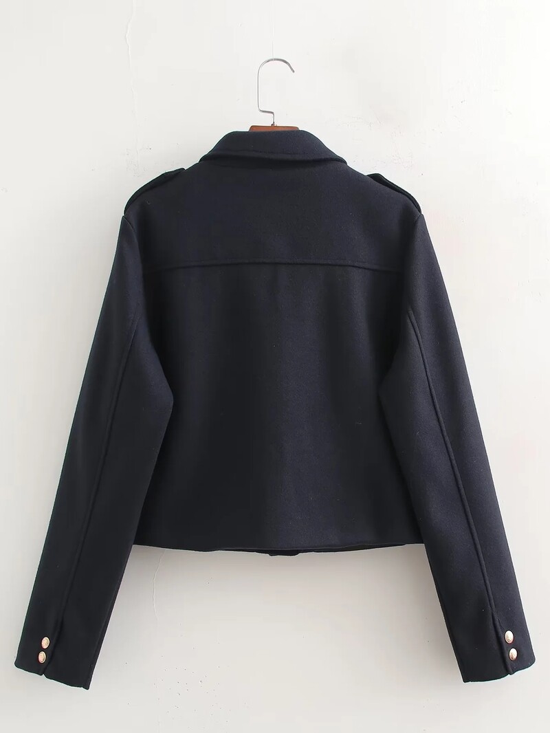 KAOPU ZA naiste lühike pehme tviid vabaaja jope Naiste mood kevadine revääriga pikkade varrukatega taskumantel