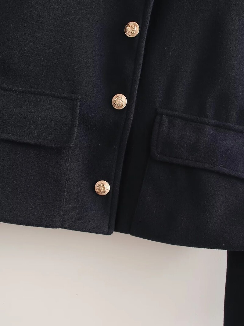 KAOPU ZA naiste lühike pehme tviid vabaaja jope Naiste mood kevadine revääriga pikkade varrukatega taskumantel