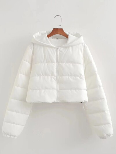 KAOPU ZA ženska modna kratka jakna s kapuljačom proljeće jesen podstavljen pamukom ženski ležerni kaput dugih rukava